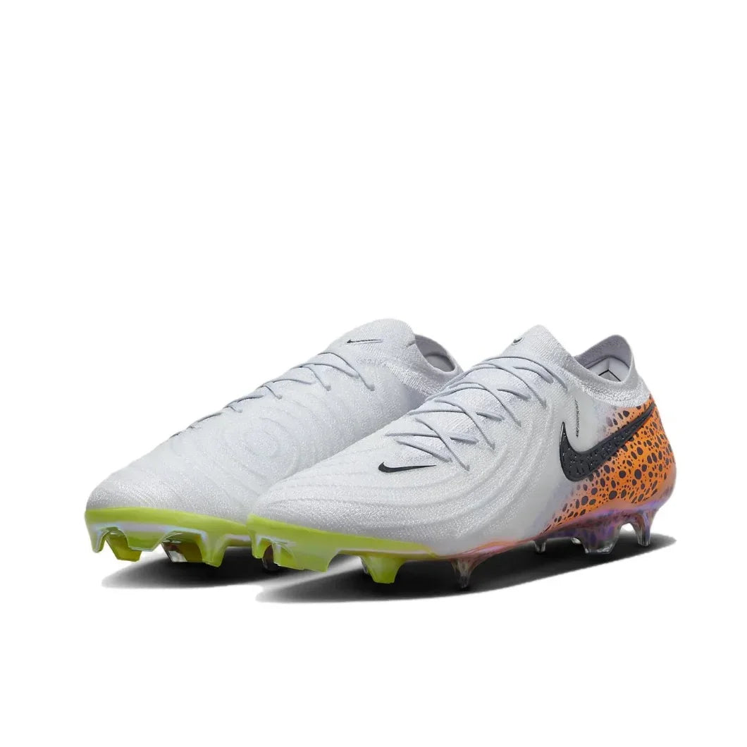 Nike Grey Phantom GX 2 Elite FG Original Men's Low Top Soccer Shoes Comfortable Non slip Hard Turf Natural Turf